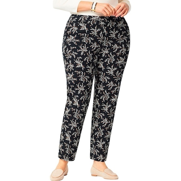 Talbots Pants - NWT Talbots Women’s Hampshire Ankle Pants Petal Print Black‎ White Brown 18WP